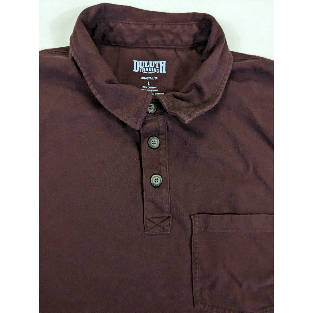 Duluth Rrading Longtail T Shirt large Men's Brown Red Short Sleeve Henley